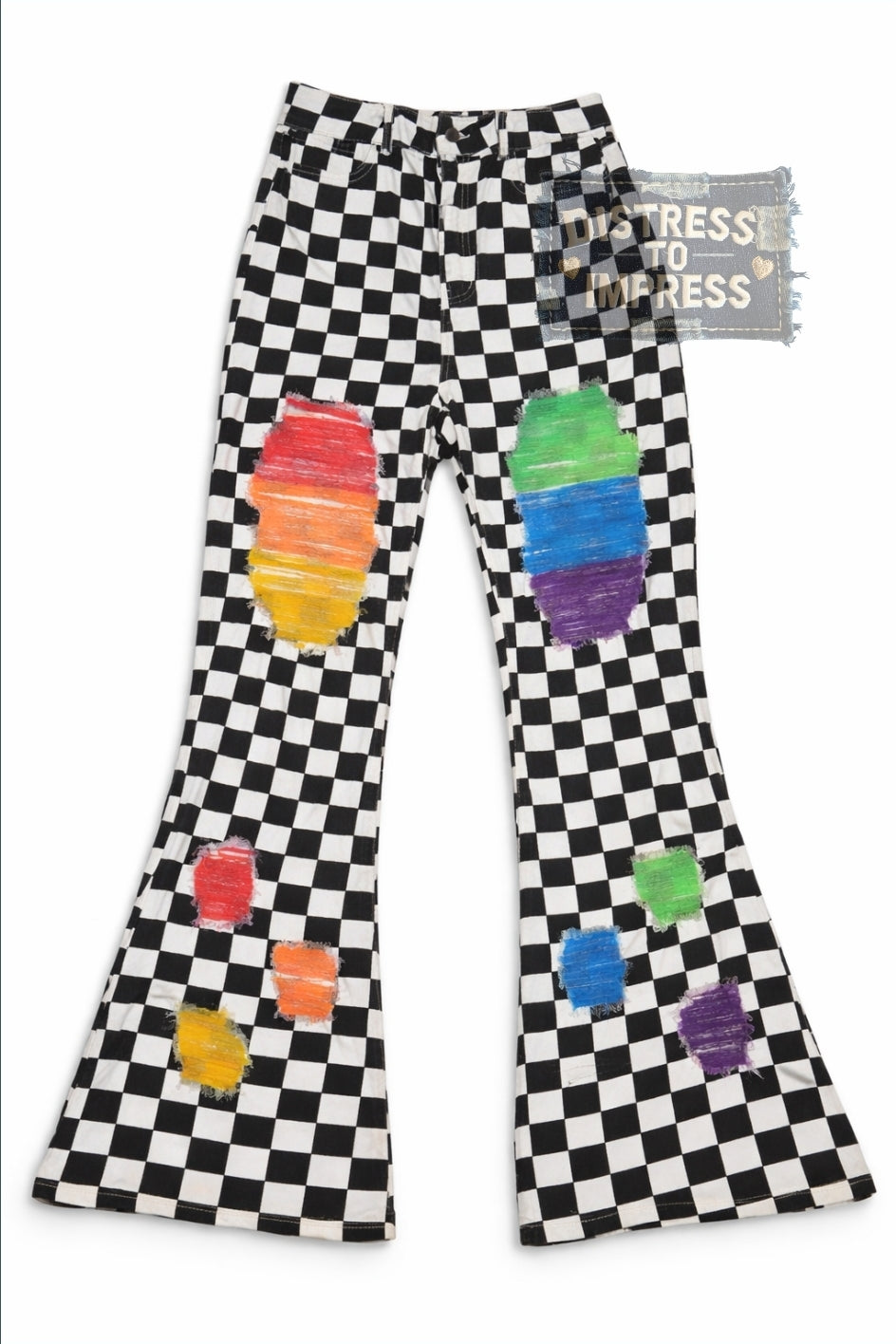 Womens checkered rainbow bells
